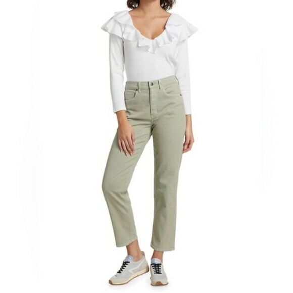 Veronica Beard Blake Classic Straight High Rise Jeans in Sage Green Size 25/0 - Picture 1 of 9